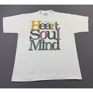 Vintage 90s Jesus Tee Heart Soul Mind God All Sport XL Tag Gray Pray Heaven Lord